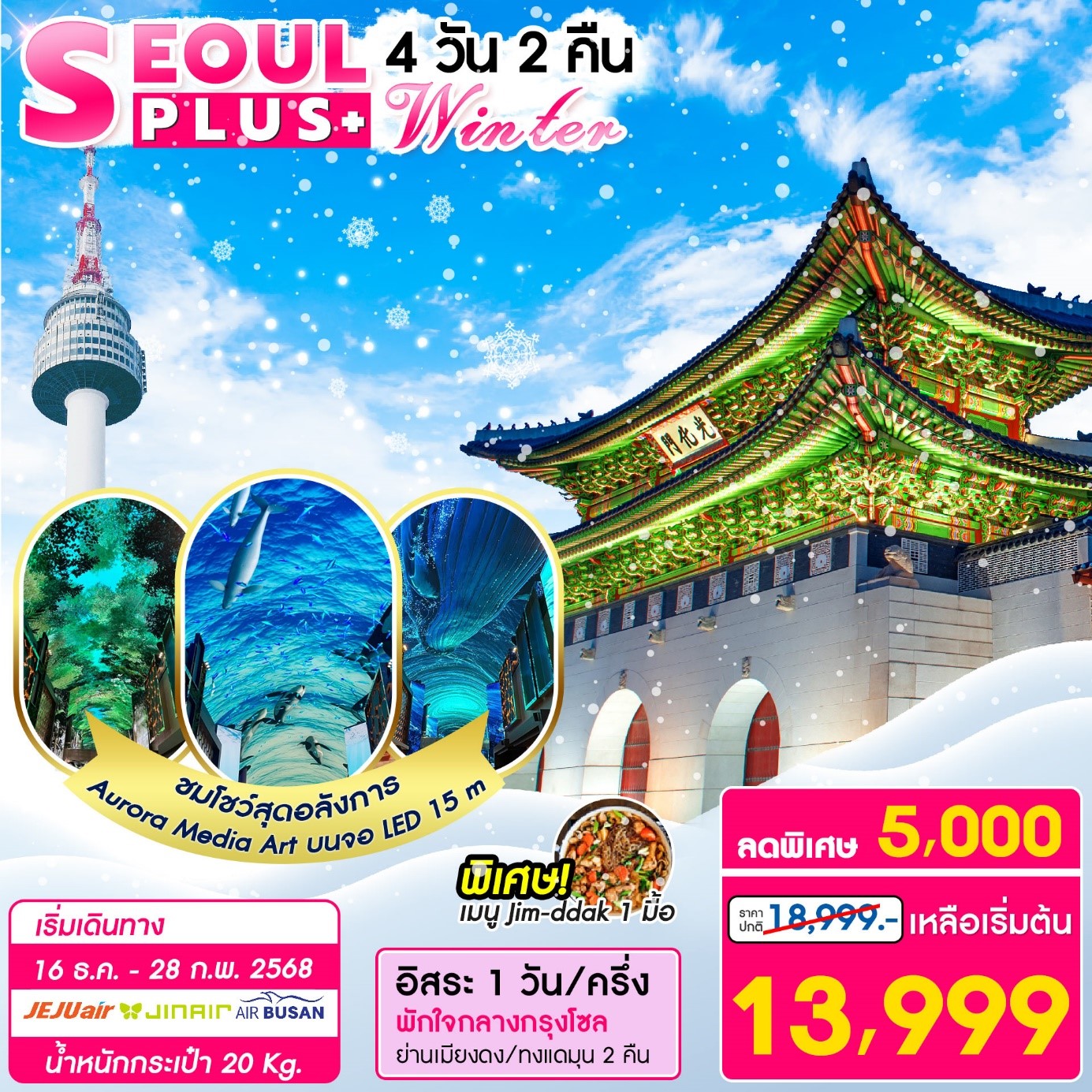 ทัวร์เกาหลี SEOUL PLUS WINTER 4วัน 2คืน (7C)